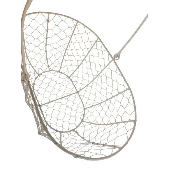 White Wire Mesh Basket With Wooden Handle Decorative Storage Home Organizer Farm - Picture 6 of 14